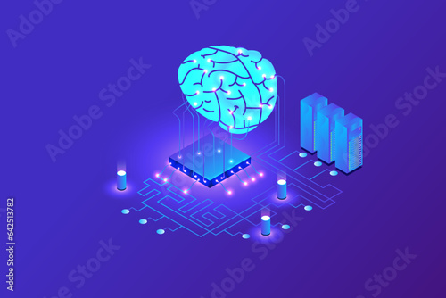artificial inelegant brain development with cyber security protect isometric design  