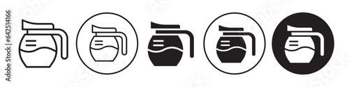 Coffee Pot icon. hot Tea kettle container with handle symbol. Vector set of beverage drink big jug or feeder in kitchen. Flat outline of water mug logo
