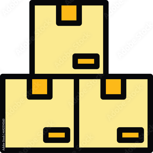 Parcel freight icon outline vector. Truck cargo. Container import color flat