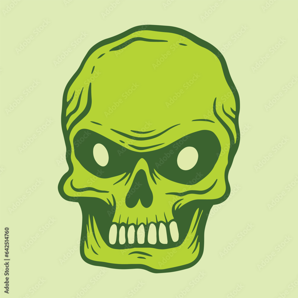 Fototapeta premium green Skull hand drawn illustrations for stickers, logo, tattoo etc