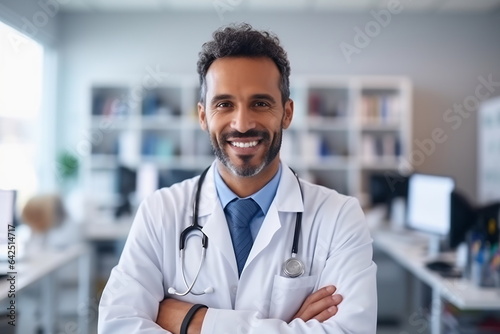 Young handsome man wearing doctor uniform and stethoscope with a happy smile. Lucky person
