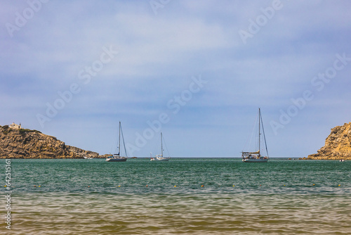 Beautiful cliff walls forming an entrance to the sea into the Sao Martinho bay. Beach of Sao Martinho do Porto - Portugal