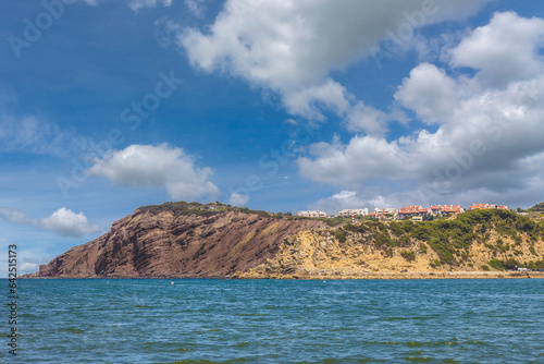 Beautiful cliff walls forming an entrance to the sea into the Sao Martinho bay. Beach of Sao Martinho do Porto - Portugal