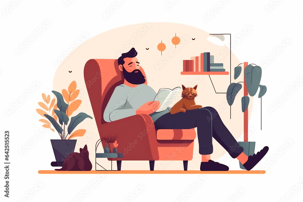 A man sitting in a chair with his pet