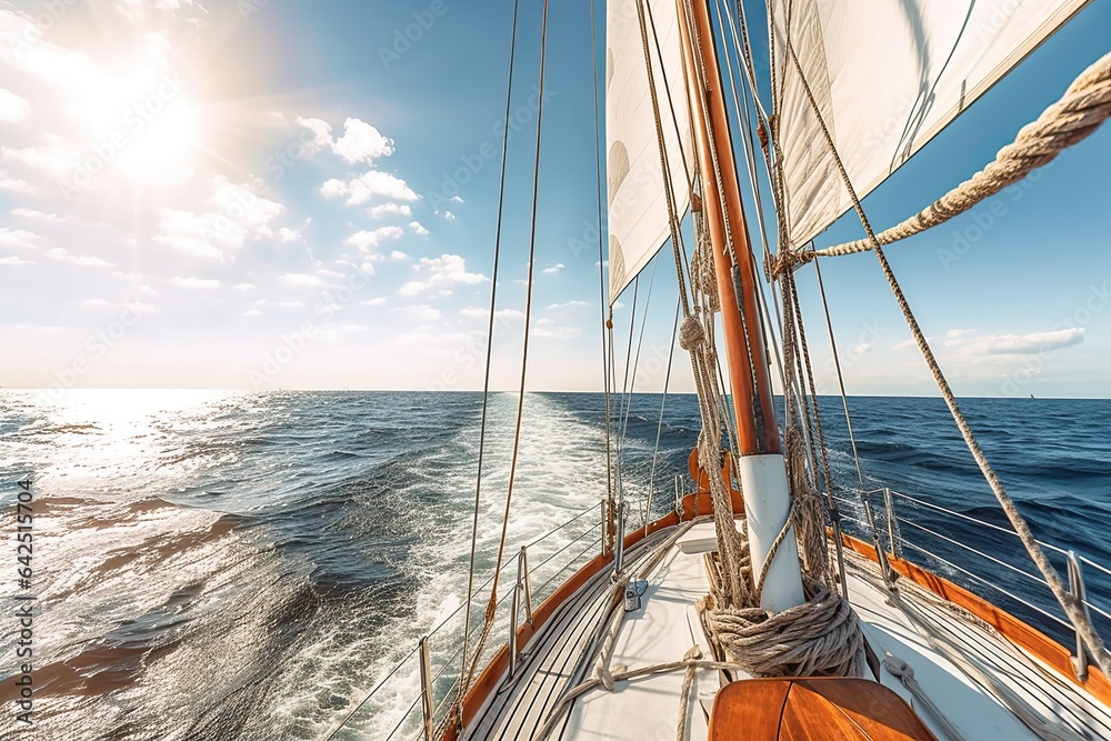Fototapeta premium Yacht sail boat in Atlantic ocean