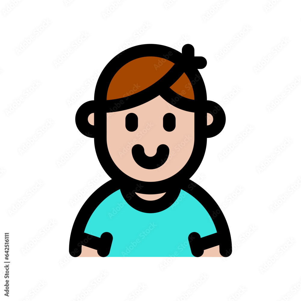 Editable person boy wearing t-shirt avatar vector icon. User, profile, identity, persona. Part of a big icon set family. Perfect for web and app interfaces, presentations, infographics, etc Editable person boy wearing t-shirt avatar vector icon. User, profile, identity, persona. Part of a big icon set family. Perfect for web and app interfaces, presentations, infographics, etc