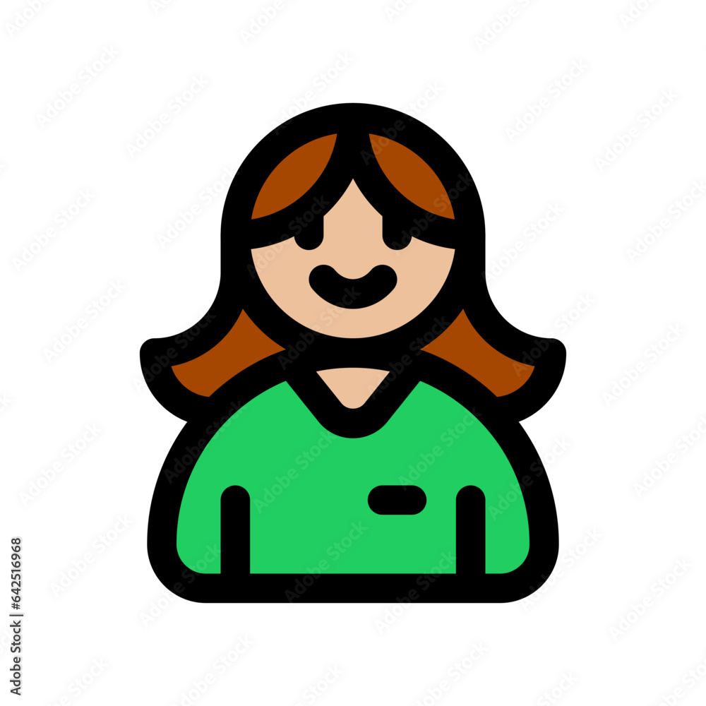 Fototapeta premium Editable female employee, person, user, worker, profession vector icon. Business, work, job, office. Part of a big icon set family. Perfect for web and app interfaces, presentations, infographics, etc