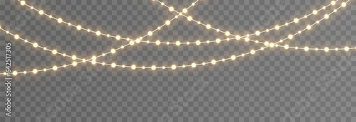Vector Christmas lights. Christmas garland PNG. Christmas light PNG. Christmas decoration, LED lamps.