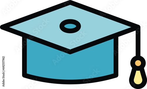 Graduation hat icon outline vector. Security police. Officer road color flat