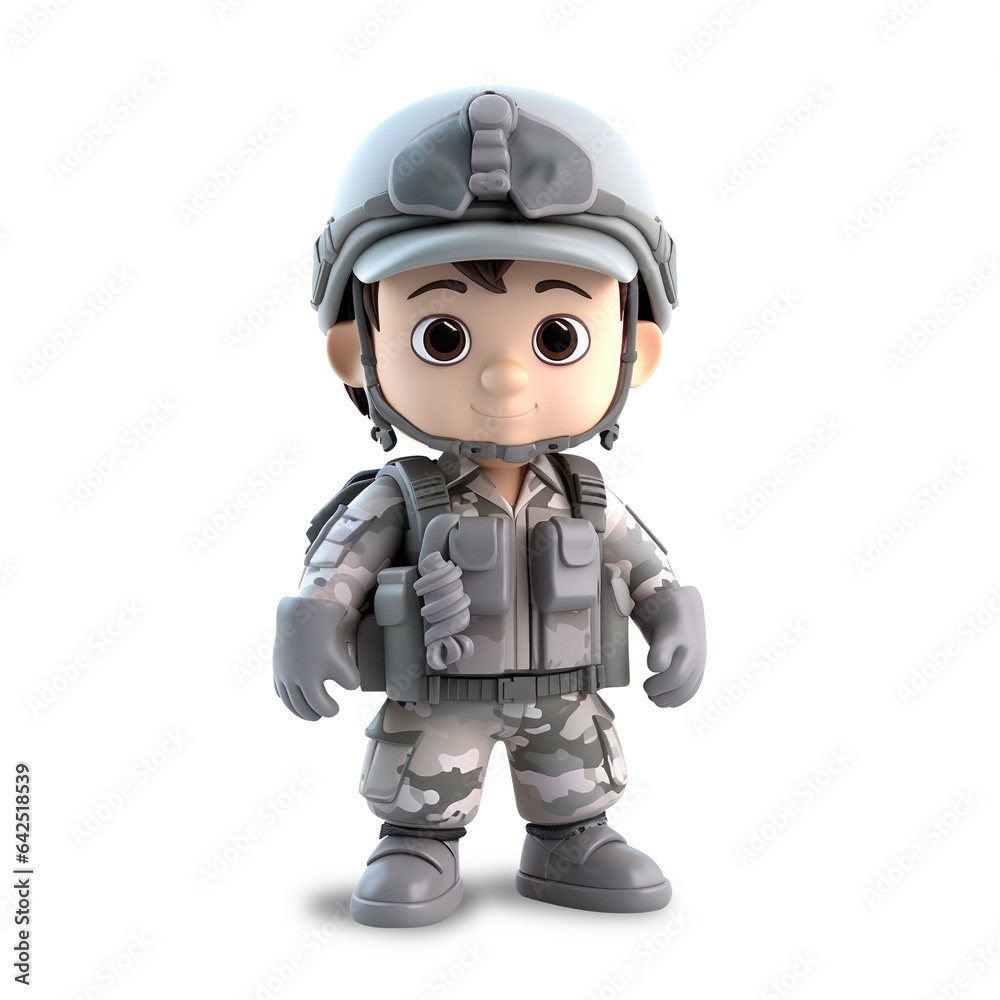 3d cute soldier character