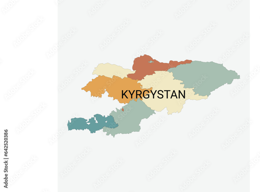 Kyrgyzstan vector map with administrative divisions