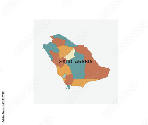 Saudi Arabia vector map with administrative divisions