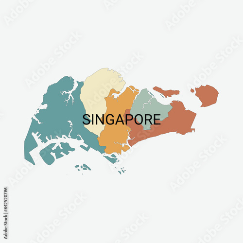 Singapore vector map with administrative divisions