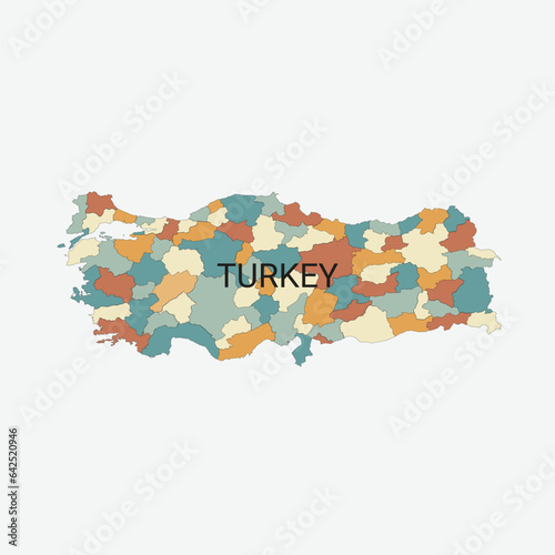 Turkey vector map with administrative divisions