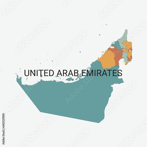 United Arab Emirates vector map with administrative divisions