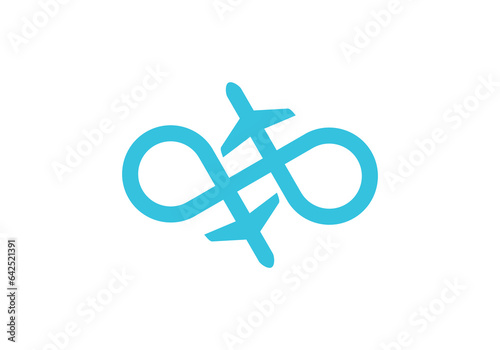 tour and travel logo design. airplane with infinity icon vector illustration.