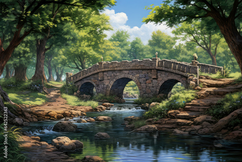 Stone bridge in the forest