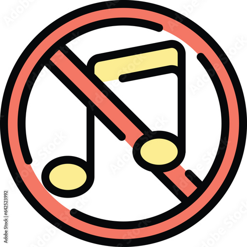 No music icon outline vector. School education. Learning study color flat