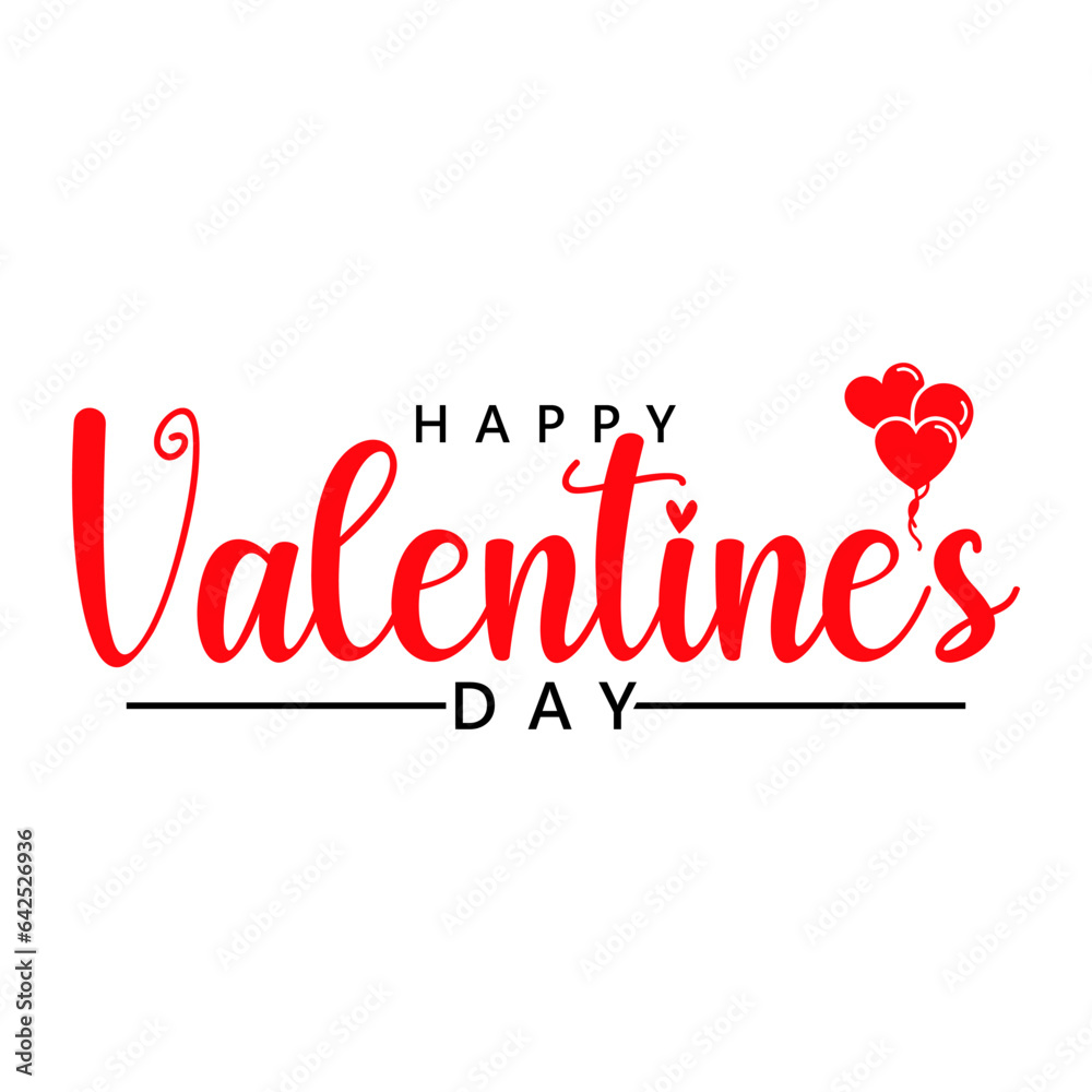 Happy Valentine's day lettering with hearts love vector.