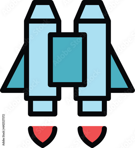Digital jetpack icon outline vector. Rocket speed. Future skill color flat