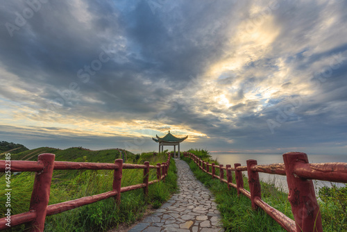 pathway by the sea at Tai O Fu Shan Viewing Point during sunset
