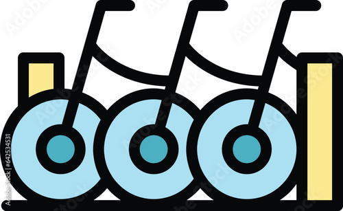 Bike share station icon outline vector. Public transport. App cycle color flat