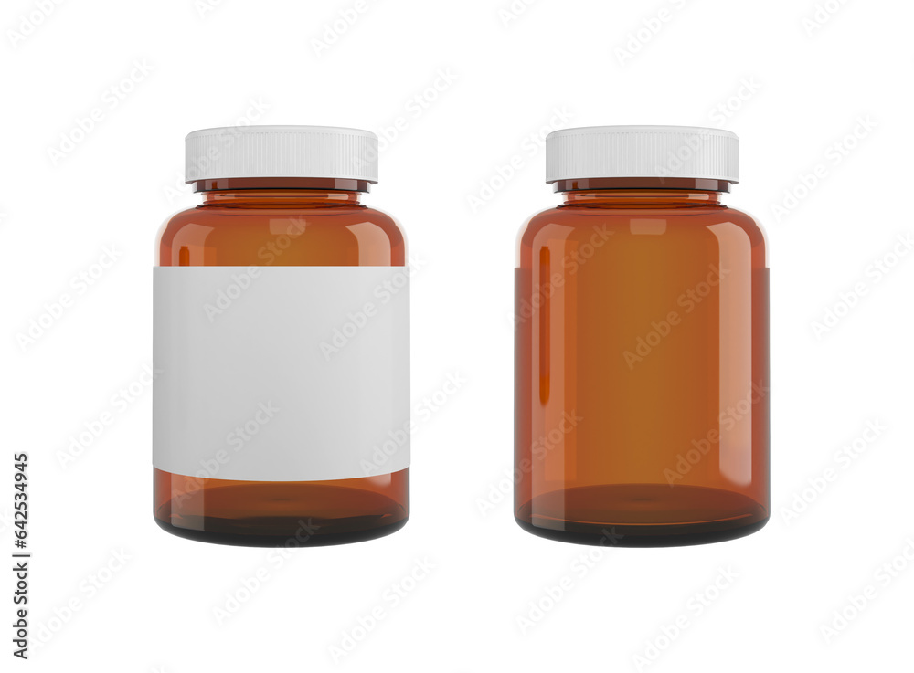 Brown medicine Bottle mockup set with blank label isolated on white background. Medicine amber glass packages for pills, vitamins or capsules, empty jars, containers mock up Brown medicine Bottle mockup set with blank label isolated on white background. Medicine amber glass packages for pills, vitamins or capsules, empty jars, containers mock up