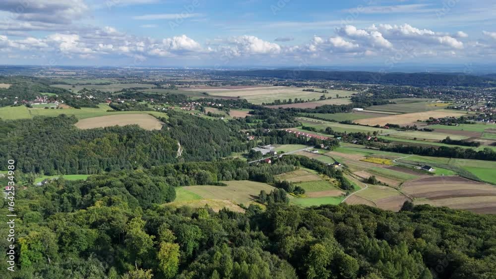 Lesser Poland Voivodeship. Aerial view of village near Krakow, southern Poland. Lesser Poland Voivodeship. Aerial view of village near Krakow, southern Poland.