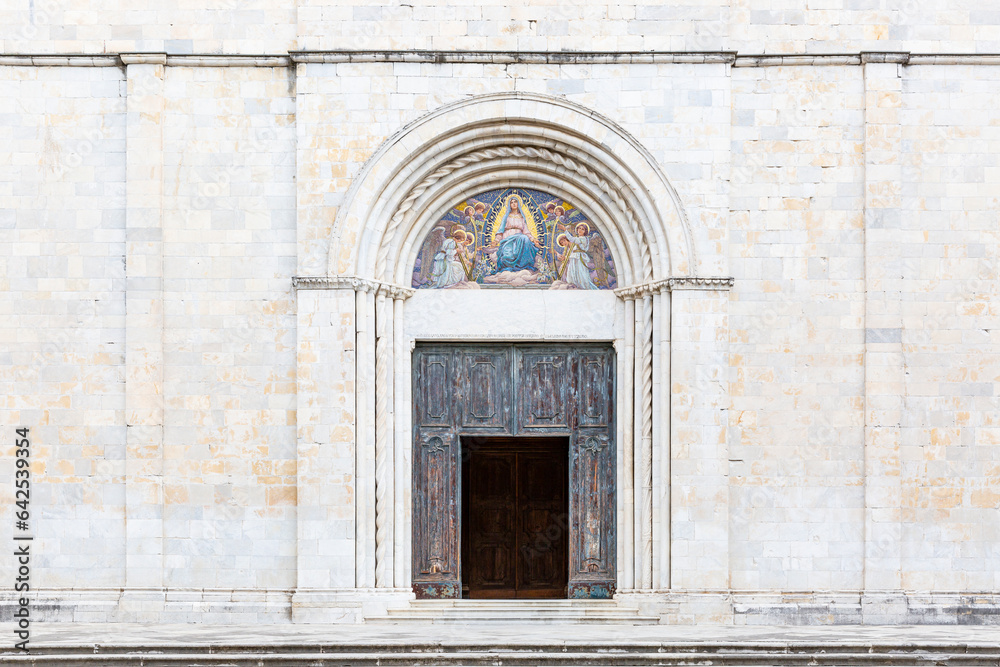 portal of the Cathedral of Santa Maria Assunta in Sarzana, Province of La Spezia, Liguria, Italy
