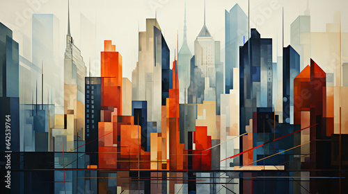Cityscape - skyline - illustration - vibrant colors 