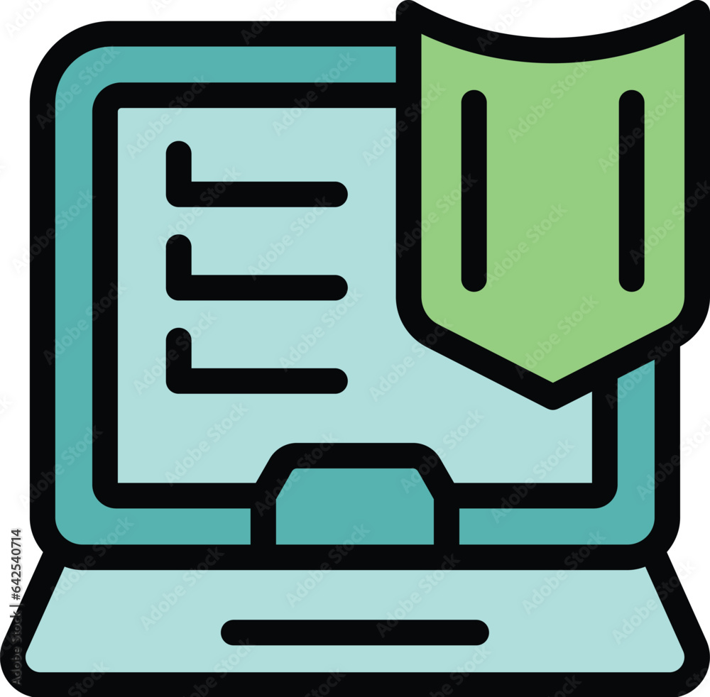 Laptop vpn access icon outline vector. Online security. Secure software color flat Laptop vpn access icon outline vector. Online security. Secure software color flat