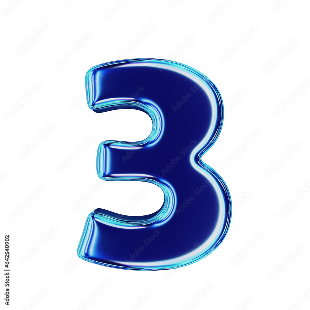 Blue Metallic Number 3