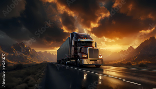 Solarization-Enhanced Truck Traveling Under Impressive Skies. 