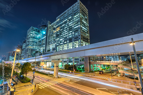 Photography downtown city at night