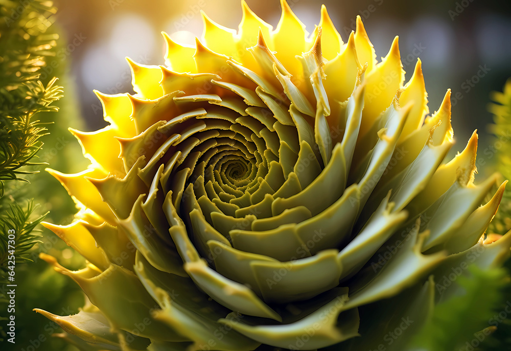 The fibonacci sequence in nature. Macro photography. Abstract background.  - obrazy, fototapety, plakaty 