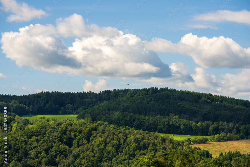 Landscape view in the countryside on a late summer sunny day