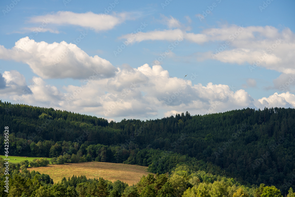 Landscape view in the countryside on a late summer sunny day