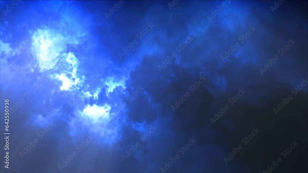 Obraz premium 3D rendering of thunderclouds with bright lightning flashes