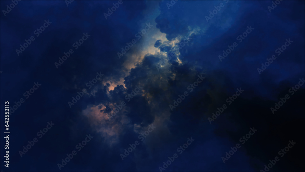 3D rendering of thunderclouds with bright lightning flashes 3D rendering of thunderclouds with bright lightning flashes