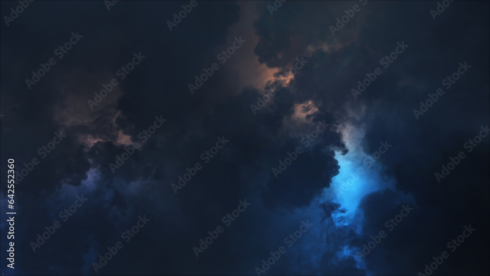 3D rendering of thunderclouds with bright lightning flashes 3D rendering of thunderclouds with bright lightning flashes