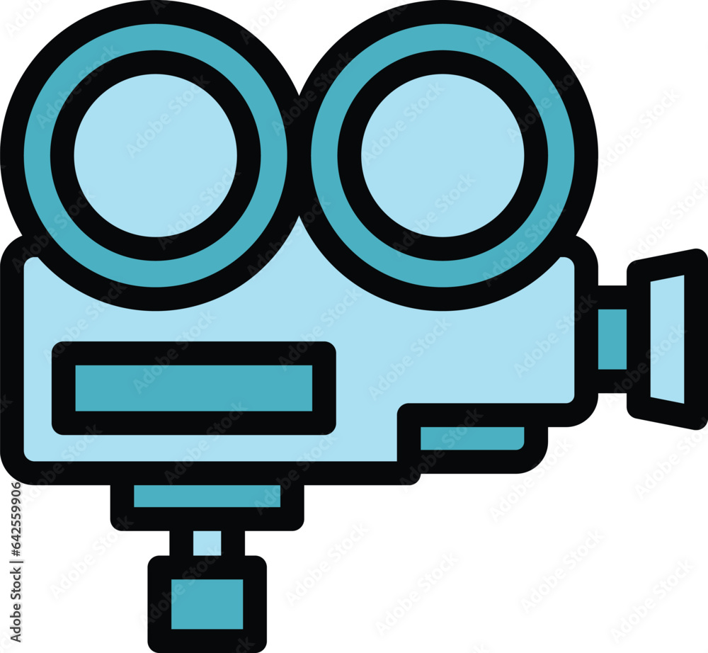 Cinema camera icon outline vector. Car screen. Air show color flat Cinema camera icon outline vector. Car screen. Air show color flat