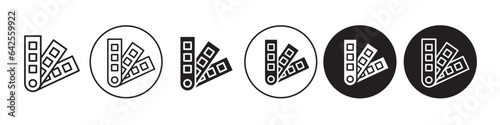 Pantone icon. Creative design color palette sample strip symbol. Vector set of cmyk or rgb colour swatch selection picker guide. Flat outline of Sample chart digital paint scheme for print material. 