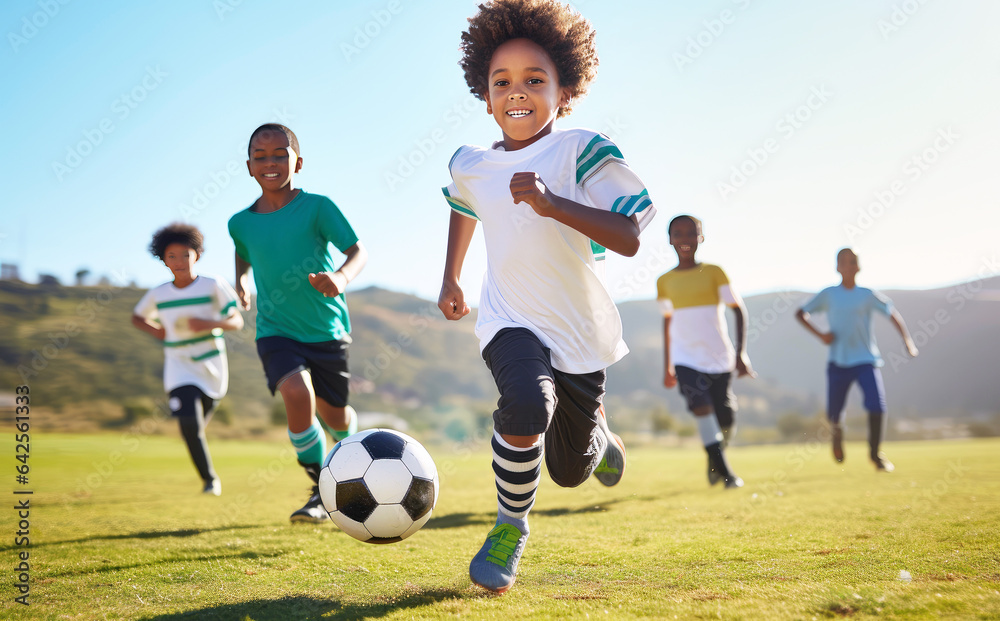children playing football