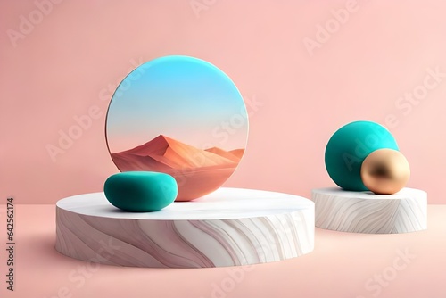 3d-render abstract geometric shapes scene minimal, design for cosmetic or pro...