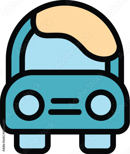 Clean car painter icon outline vector. Paint gun. Auto service color flat