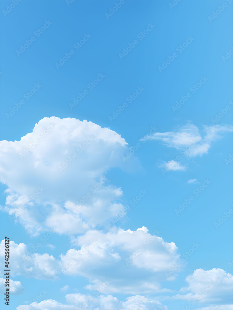 Blue sky with clouds, cirrus clouds, fair weather, sunny day, sky background, bright daylight, day, nature picture - obrazy, fototapety, plakaty 