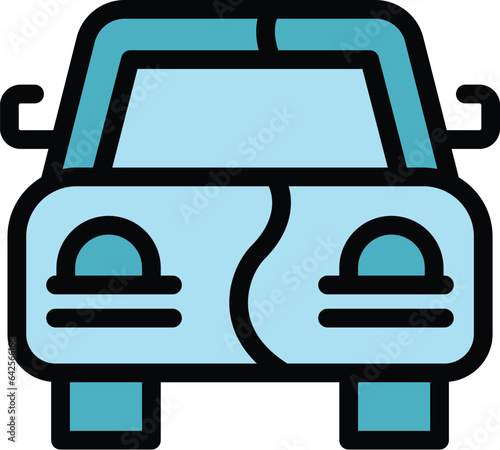 Car new painting icon outline vector. Check body. Repair gun color flat