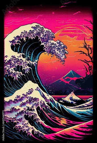 Fotografering The Majestic Wave: A Masterpiece of Japanese Artistry and Power
