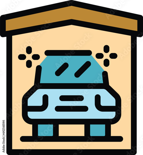 Garage car painting icon outline vector. Auto service. Paint gun color flat