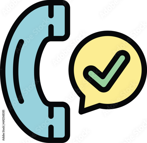 Check call icon outline vector. Form approved. Paper stamp color flat